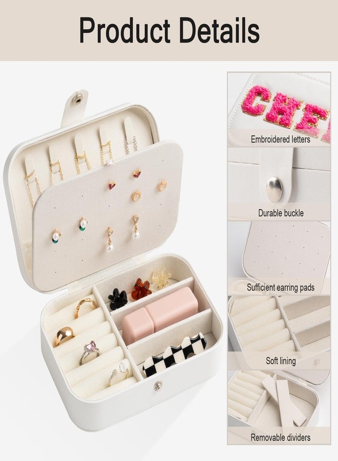 Mindoub 4 Pack Cheerleader Chenille Letter Mini Travel Jewelry Case Hot Pink Cheering Stuff Small Portable PU Leather Patch Jewelry Box Cheerleading Organizer Case for Team Birthday Goodie Favors Gifts (4) - Image 5